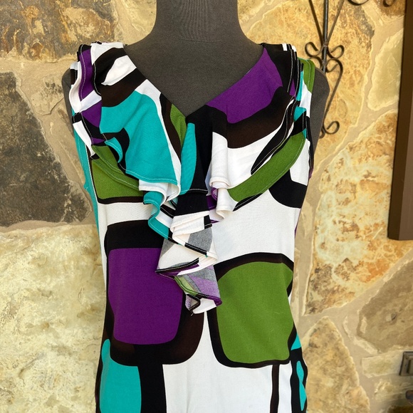 Adrienne Vittadini Studio Women’s Sleeveless Abstract Blouse - Size Medium - Picture 1 of 5